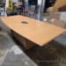 96" Maple Boardroom Boat Shaped Table w/ Power & Data Grommet